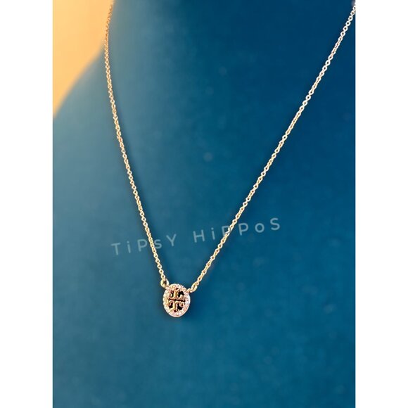 NEW!  Beautiful Tory Burch Rose Gold Miller Crystal Pave Necklace - Picture 5 of 5